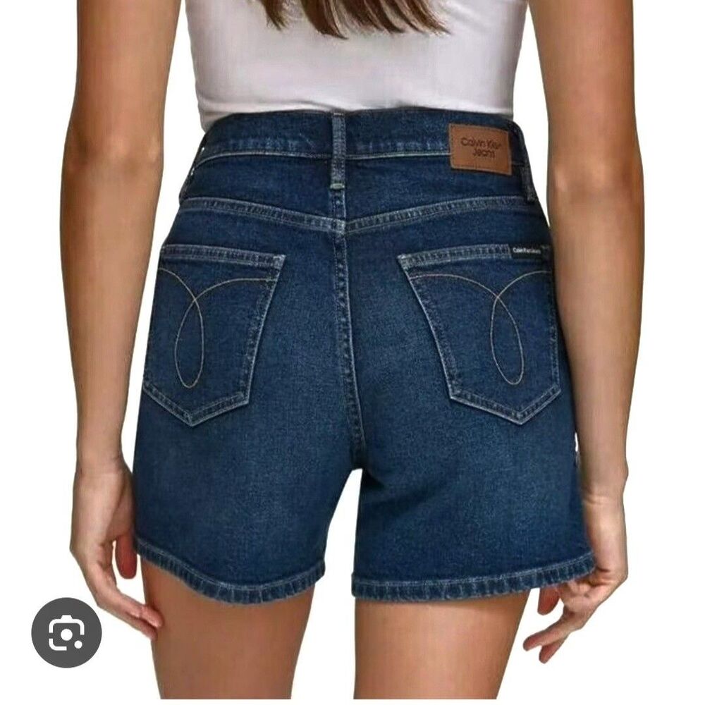 Calvin Klein Jeans High Rise Denim Shorts Size 4 Dark Wash Streetwear 90s Retro